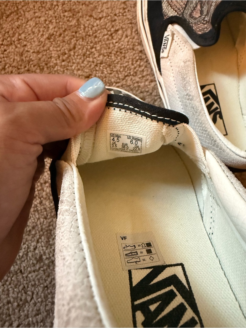Vans Black & White Slip-On Sneakers with Snake Artwork - Picture 5 of 5